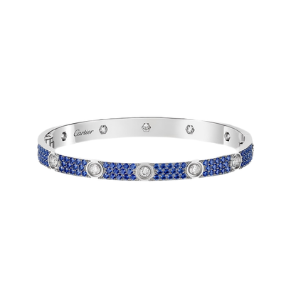 [Luna Brilliance]Pave Gemstone Love &Force Large Horseshoe Diamond Duo Bracelet Stack Set