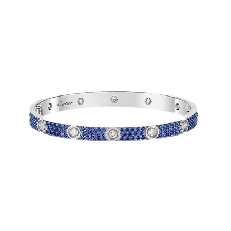 [Luna Brilliance]Pave Gemstone Love &Force Large Horseshoe Diamond Duo Bracelet Stack Set