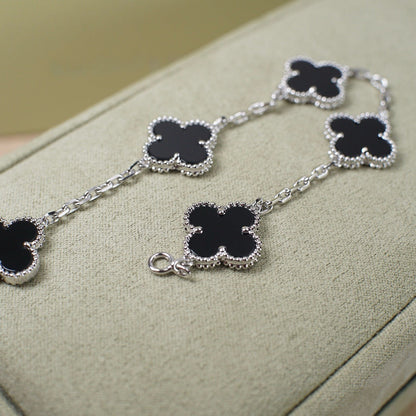 [Luna Brilliance]Clover & Love Sliver 2-Piece Bracelet Stack Set