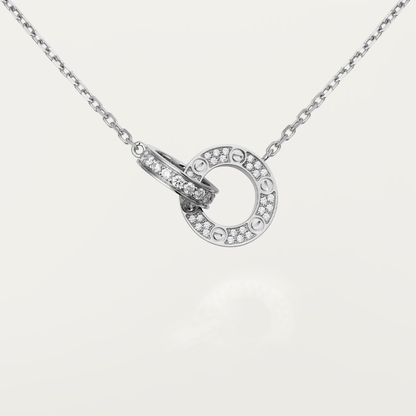 [Luna Brilliance] LOVE  FULL DIAMOND PENDANT NECKLACE