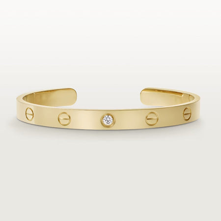 [Luna Brilliance] LOVE BRACELET 6.1MM 1 DIAMOND OPEN CUFF