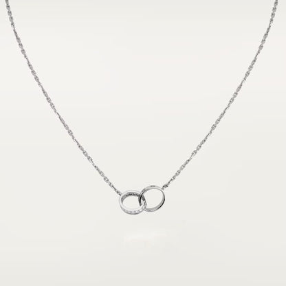 [Luna Brilliance] LOVE DOUBLE RING HALF DIAMOND NECKLACE