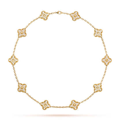 [Luna Brilliance]CLOVER 10 MOTIFS DIAMOND NECKLACE