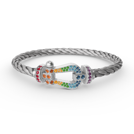 [Luna Brilliance]FORC LARGE HORSESHOE  COLORED DIAMOND BRACELET SILVER