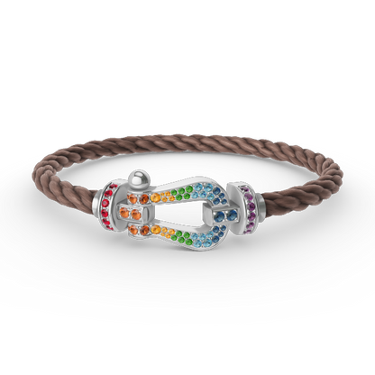 [Luna Brilliance]FORC LARGE HORSESHOE  COLORED DIAMOND BRACELET SILVER