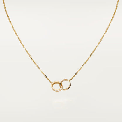[Luna Brilliance] LOVE DOUBLE RING HALF DIAMOND NECKLACE