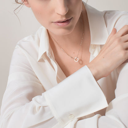 [Luna Brilliance] LOVE NECKLACE 16MM 2 DIAMONDS