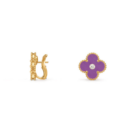[Luna Brilliance]CLOVER 15MM MOP DIAMOND EARRINGS COLLECTION
