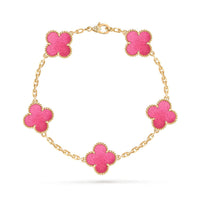 [Luna Brilliance]NEW CLOVER 5 MOTIFS PINK ENAMEL BRACELET