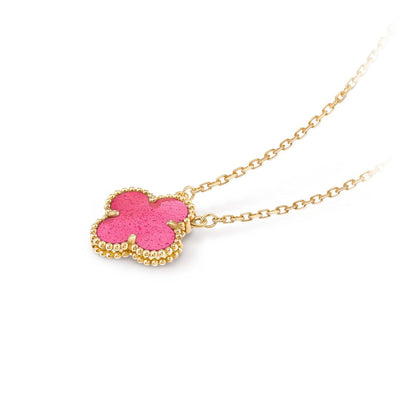[Luna Brilliance] NEW CLOVER 15MM PINK ENAMEL NECKLACE