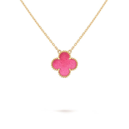 [Luna Brilliance] NEW CLOVER 15MM PINK ENAMEL NECKLACE