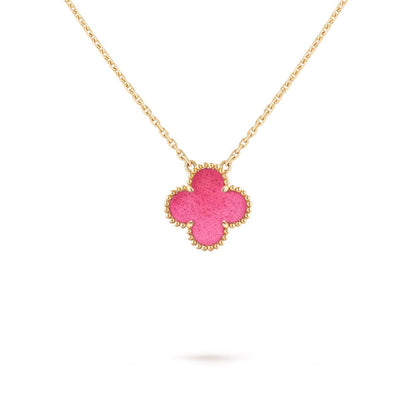 [Luna Brilliance] NEW CLOVER 15MM PINK ENAMEL NECKLACE