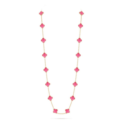 [Luna Brilliance] NEW CLOVER 20 MOTIFS PINK ENAMEL NECKLACE