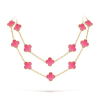 [Luna Brilliance]Clover Pink Enamel Necklace & Earring Jewelry Set