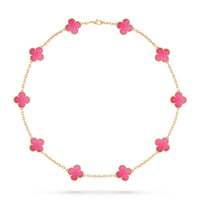 [Luna Brilliance]NEW CLOVER 10 MOTIFS PINK ENAMEL NECKLACE
