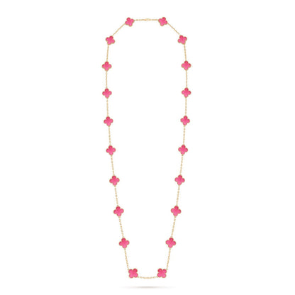 [Luna Brilliance] NEW CLOVER 20 MOTIFS PINK ENAMEL NECKLACE
