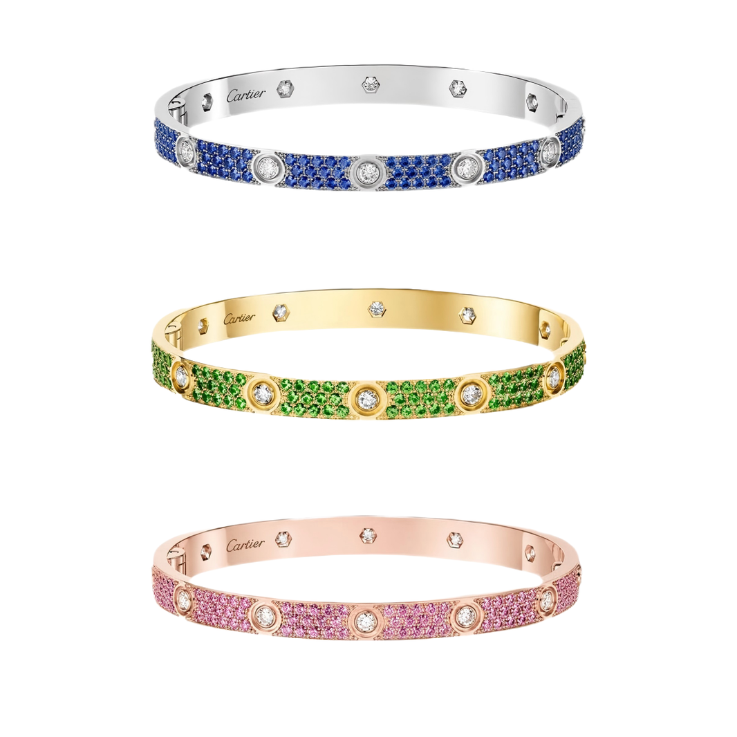 [Luna Brilliance]2026 PAVE GEMSTONE LOVE BRACELET 6.1MM 10 DIAMONDS