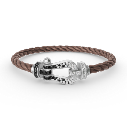 [Luna Brilliance]FORCE LARGE HORSESHOE BLACK WHITE DIAMOND BRACELET SILVER