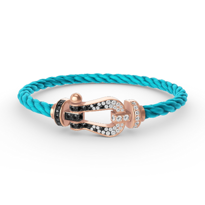 [Luna Brilliance]FORCE LARGE HORSESHOE BLACK WHITE DIAMOND BRACELET ROSE GOLD