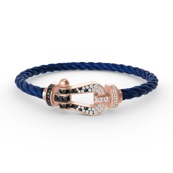 [Luna Brilliance]FORCE LARGE HORSESHOE BLACK WHITE DIAMOND BRACELET ROSE GOLD