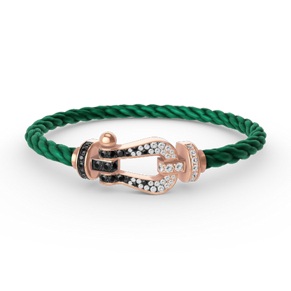 [Luna Brilliance]FORCE LARGE HORSESHOE BLACK WHITE DIAMOND BRACELET ROSE GOLD