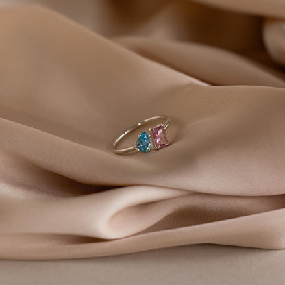 Open Toi et Moi Birthstone Ring