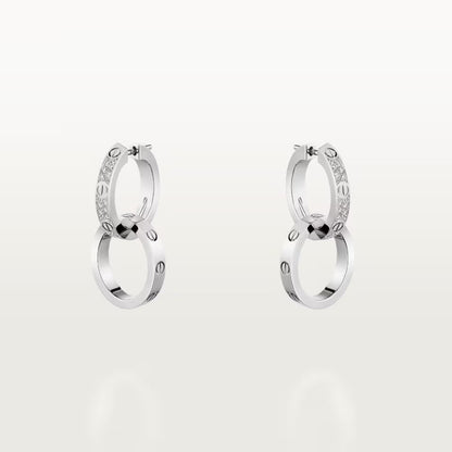 [Luna Brilliance] LOVE 3.3MM DANGLE HALF DIAMOND EARRINGS