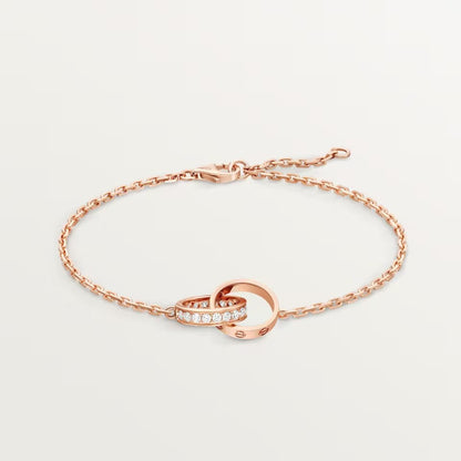 [Luna Brilliance] LOVE DOUBLE RING HALF DIAMOND BRACELET