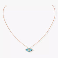 [Luna Brilliance]Lucky Eye Diamond Necklace in Rose Gold and Turquoise