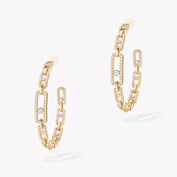 [[Luna Brilliance]Move Link Diamond Hoop Earrings