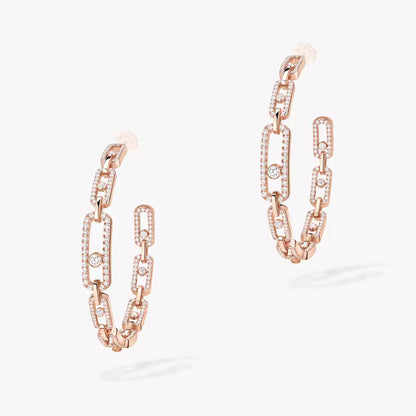 [[Luna Brilliance]Move Link Diamond Hoop Earrings