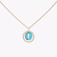[Luna Brilliance]Lucky Move Diamond Necklace in Rose Gold and White Mother-of-Pearl