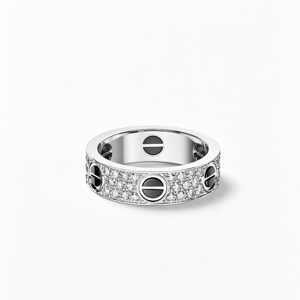 [Luna Brilliance] LOVE RING 5.5MM DIAMONDS PAVED CERAMIC