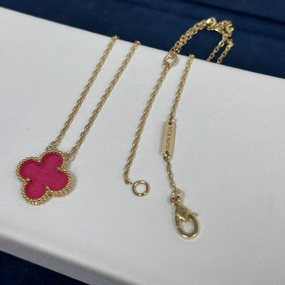 [Luna Brilliance] NEW CLOVER 15MM PINK ENAMEL NECKLACE