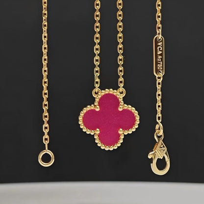 [Luna Brilliance] NEW CLOVER 15MM PINK ENAMEL NECKLACE