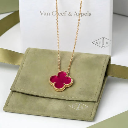 [Luna Brilliance] NEW CLOVER 15MM PINK ENAMEL NECKLACE