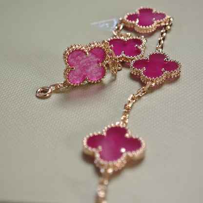 [Luna Brilliance]NEW CLOVER 5 MOTIFS PINK ENAMEL BRACELET