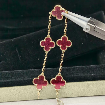 [Luna Brilliance]NEW CLOVER 5 MOTIFS PINK ENAMEL BRACELET