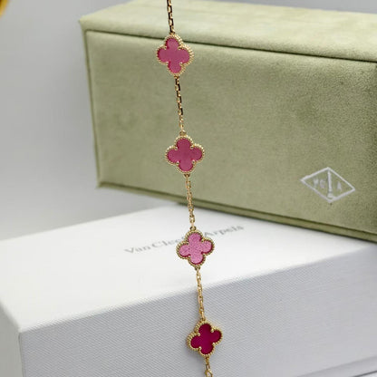 [Luna Brilliance]NEW CLOVER 5 MOTIFS PINK ENAMEL BRACELET