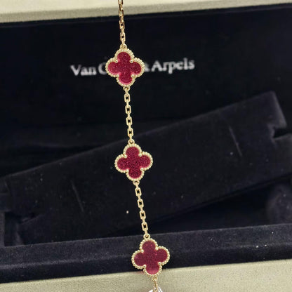 [Luna Brilliance]NEW CLOVER 5 MOTIFS PINK ENAMEL BRACELET