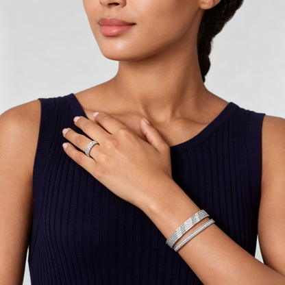 [Luna Brilliance] THREE-ROW DIAMOND RING