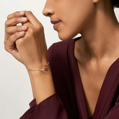 [Luna Brilliance] LOVE DOUBLE RING HALF DIAMOND BRACELET