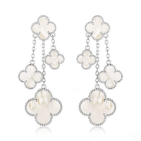 [Luna Brilliance]CLOVER EARRINGS WHITE MOP 4 MOTIFS SILVER