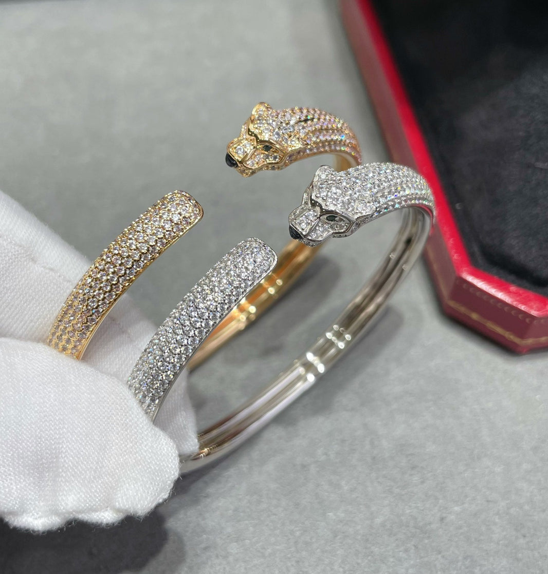 [Luna Brilliance]PANTHERE FULL DIAMOND OPEN BRACELET