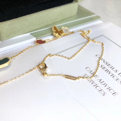 [Luna Brilliance]LUCKY SPRING 4 MOTIFS ROSE GOLD NECKLACE
