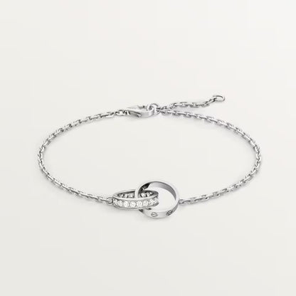 [Luna Brilliance] LOVE DOUBLE RING HALF DIAMOND BRACELET