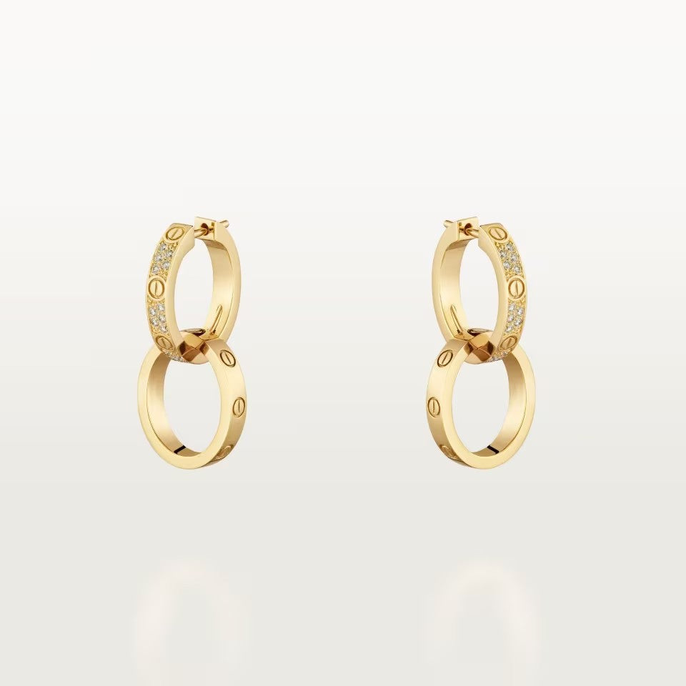 [Luna Brilliance] LOVE 3.3MM DANGLE HALF DIAMOND EARRINGS