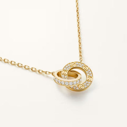 [Luna Brilliance] LOVE  FULL DIAMOND PENDANT NECKLACE