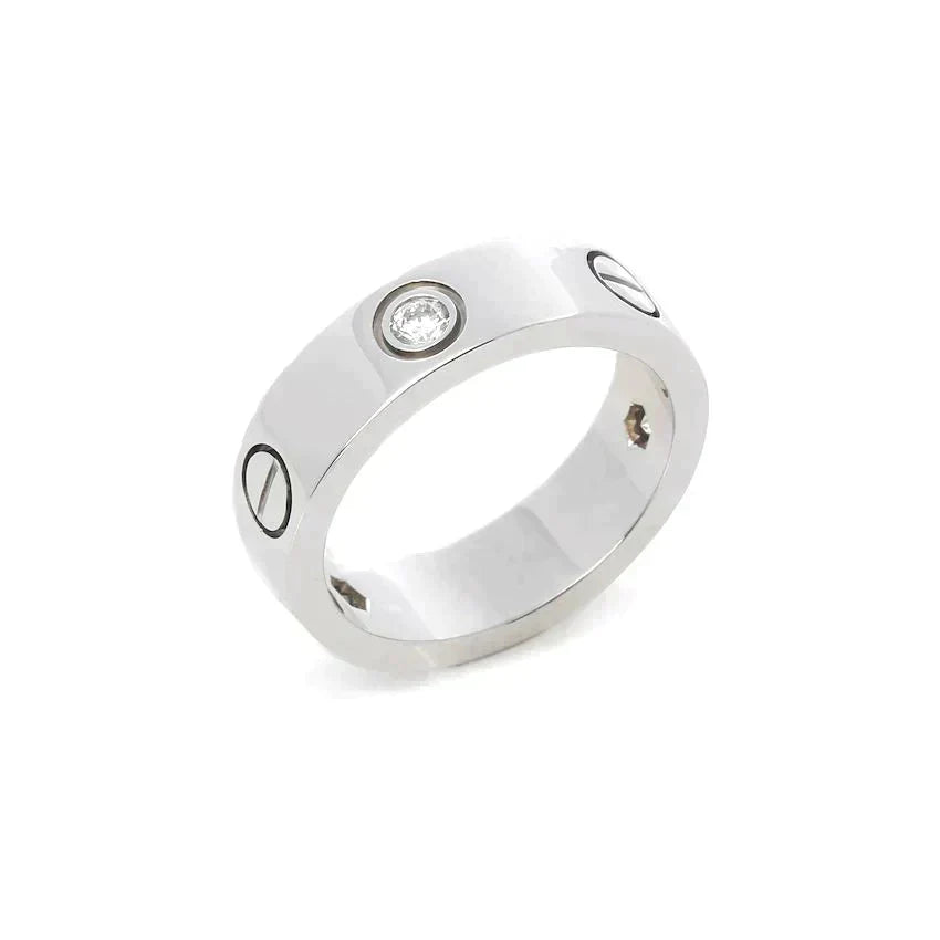 [Luna Brilliance]LOVE RING 5.5MM 3 DIAMONDS SILVER